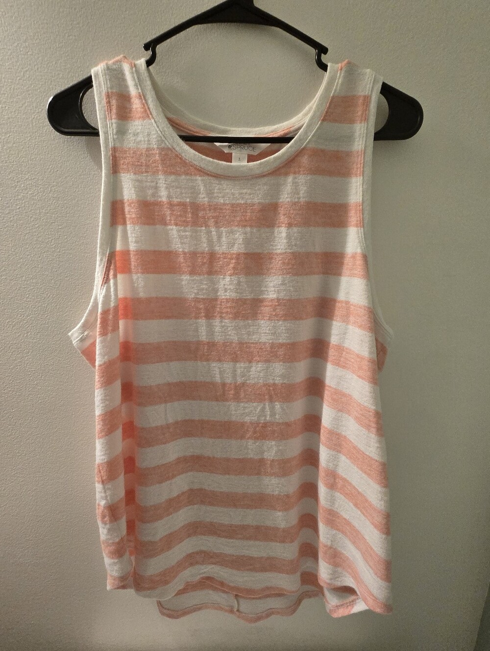Market & Spruce Pink Coral Striped Sleeveless Knit Tank Top Size L